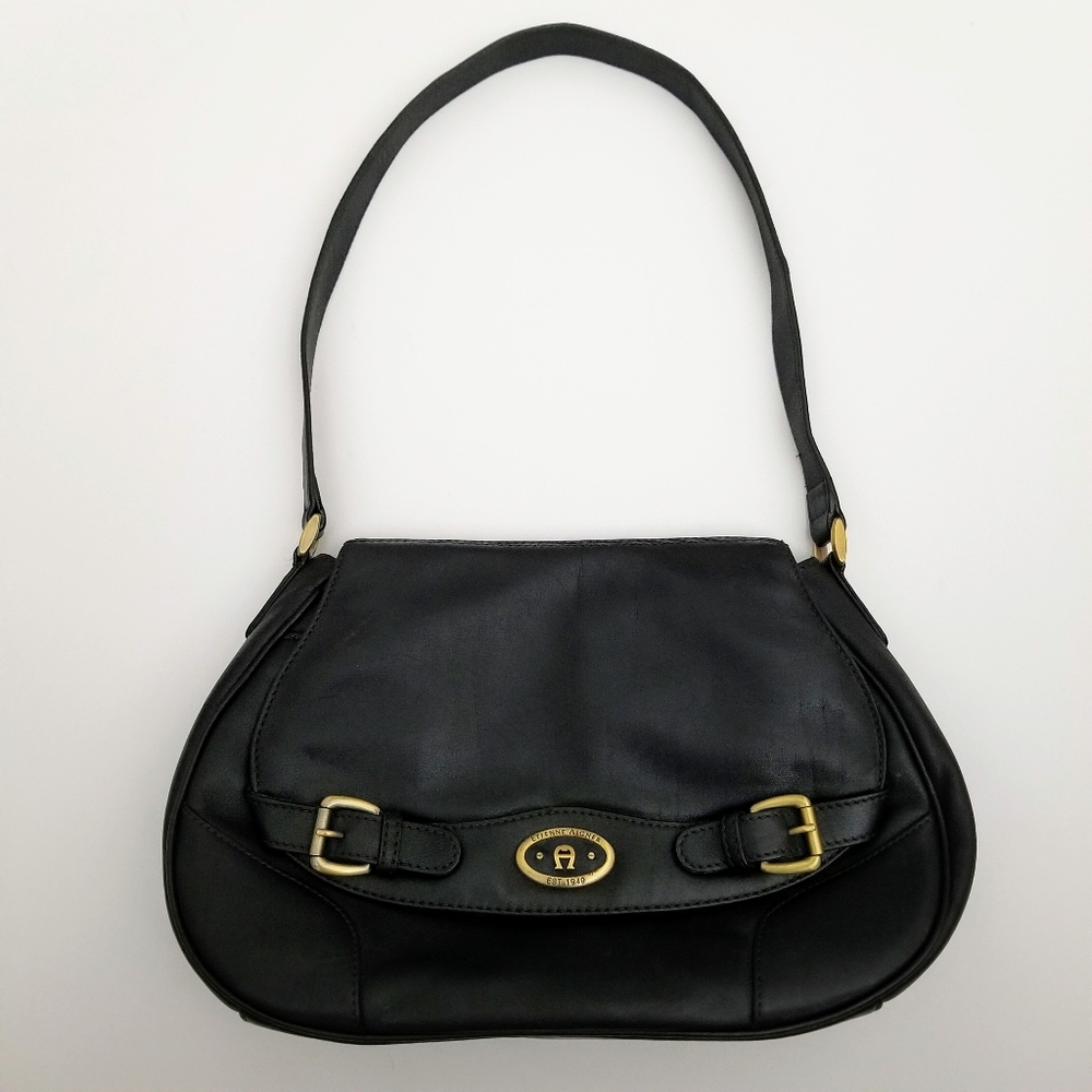 ETIENNE AIGNER Black Leather Shoulder Bag
